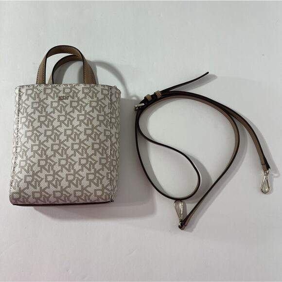 DKNY Lexi Mini N/S Tote T Crossbody Bag Cream/Tan‎ $148 New